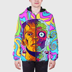 Куртка с капюшоном мужская Психоделический Франкенштейн, цвет: 3D-черный — фото 2