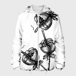 Куртка с капюшоном мужская Дымящие розы, цвет: 3D-белый