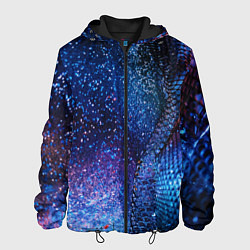 Куртка с капюшоном мужская Синяя чешуйчатая абстракция blue cosmos, цвет: 3D-черный