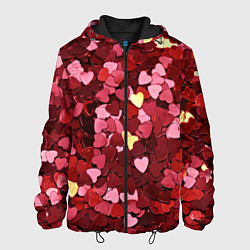 Куртка с капюшоном мужская Сердца Hearts, цвет: 3D-черный