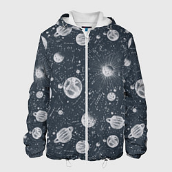 Куртка с капюшоном мужская Звезды, планеты и созвездия, цвет: 3D-белый