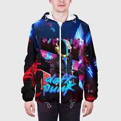 Куртка с капюшоном мужская Daft punk neon rock, цвет: 3D-белый — фото 2