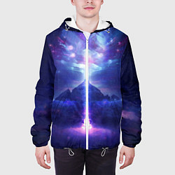 Куртка с капюшоном мужская Яркий взрыв в космосе, цвет: 3D-белый — фото 2