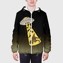 Куртка с капюшоном мужская НЛО похищает динозавров, цвет: 3D-белый — фото 2