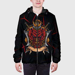 Куртка с капюшоном мужская Красный китайский дракон, цвет: 3D-черный — фото 2