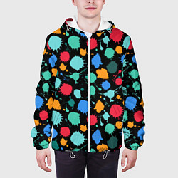 Куртка с капюшоном мужская Брызги красок, цвет: 3D-белый — фото 2
