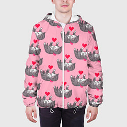 Куртка с капюшоном мужская Пиксельные котики, цвет: 3D-белый — фото 2