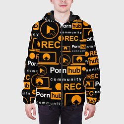 Куртка с капюшоном мужская PORNHUB ПОРНХАБ УЗОР, цвет: 3D-черный — фото 2