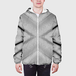 Куртка с капюшоном мужская Линии иллюзия, цвет: 3D-белый — фото 2