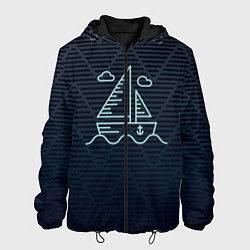 Куртка с капюшоном мужская Парусная лодка, цвет: 3D-черный