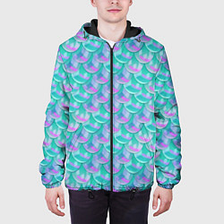 Куртка с капюшоном мужская Чешуя Хвост русалки, цвет: 3D-черный — фото 2