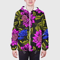 Куртка с капюшоном мужская Цветочный Паттерн, цвет: 3D-белый — фото 2