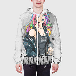 Куртка с капюшоном мужская Девушка Рокер, цвет: 3D-белый — фото 2