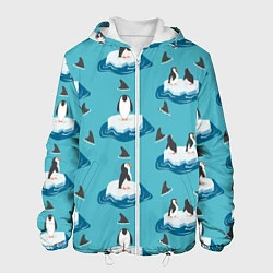 Куртка с капюшоном мужская Пингвины, цвет: 3D-белый