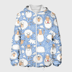 Куртка с капюшоном мужская Счастливые овечки, цвет: 3D-белый