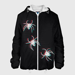 Куртка с капюшоном мужская ПАУКИ ГЛИТЧ GLITCH SPIDERS, цвет: 3D-белый