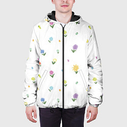 Куртка с капюшоном мужская Цветы и бабочки, цвет: 3D-черный — фото 2