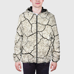 Куртка с капюшоном мужская Трещины на земле, цвет: 3D-черный — фото 2