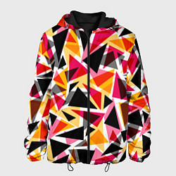 Куртка с капюшоном мужская Разноцветные треугольники, цвет: 3D-черный
