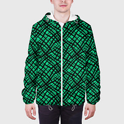 Куртка с капюшоном мужская Абстрактный зелено-черный узор, цвет: 3D-белый — фото 2