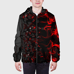 Куртка с капюшоном мужская 3Д Разлом 3D Плиты и огонь, цвет: 3D-черный — фото 2