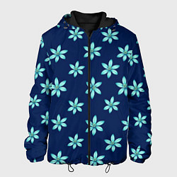 Куртка с капюшоном мужская Цветы Голубые, цвет: 3D-черный