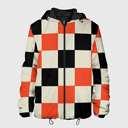 Куртка с капюшоном мужская Образец шахматной доски, цвет: 3D-черный