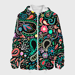 Куртка с капюшоном мужская Славянские узоры в новом цвете, цвет: 3D-белый