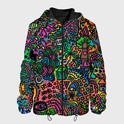Куртка с капюшоном мужская Кислотные узоры психоделика, цвет: 3D-черный