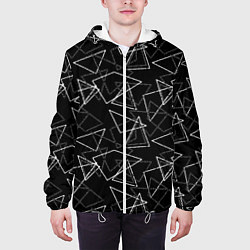 Куртка с капюшоном мужская Черно-белый геометрический, цвет: 3D-белый — фото 2