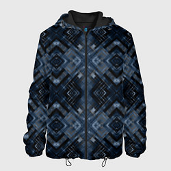 Куртка с капюшоном мужская Темный синий абстрактный узор, цвет: 3D-черный