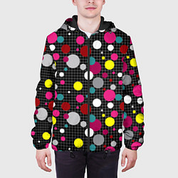 Куртка с капюшоном мужская Разноцветный горох на черном, цвет: 3D-черный — фото 2