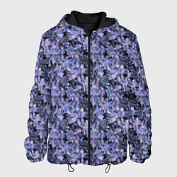 Куртка с капюшоном мужская Сине-фиолетовый цветочный узор, цвет: 3D-черный