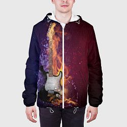 Куртка с капюшоном мужская Гитара - Огонь и вода, цвет: 3D-белый — фото 2