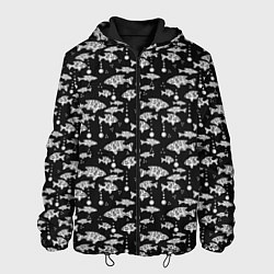 Куртка с капюшоном мужская Узор для рыбака, цвет: 3D-черный