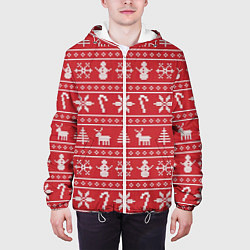 Куртка с капюшоном мужская Новогодний атрибуты, цвет: 3D-белый — фото 2