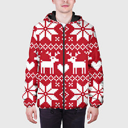 Куртка с капюшоном мужская Рождественские олени, цвет: 3D-черный — фото 2