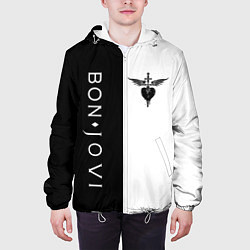 Куртка с капюшоном мужская BON JOVI BLACK WHITE, цвет: 3D-белый — фото 2
