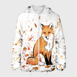 Куртка с капюшоном мужская ЛИСА В ЛИСТЬЯХ ОСЕННЕЕ НАСТРОЕНИЕ FOX IN THE FORES, цвет: 3D-белый