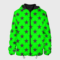 Куртка с капюшоном мужская Звездный фон зеленый, цвет: 3D-черный