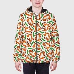 Куртка с капюшоном мужская Тигрята, еловые ветки и желуди, цвет: 3D-черный — фото 2