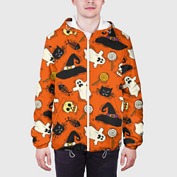 Куртка с капюшоном мужская Хэллоуинские шалости, цвет: 3D-белый — фото 2