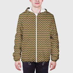Куртка с капюшоном мужская Абстракция разноцветные зигзаги, цвет: 3D-белый — фото 2