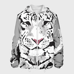 Куртка с капюшоном мужская Белый снежный тигр, цвет: 3D-белый