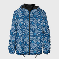 Куртка с капюшоном мужская Снежные Узоры на Новый Год, цвет: 3D-черный