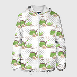 Куртка с капюшоном мужская Зеленый чай, цвет: 3D-белый