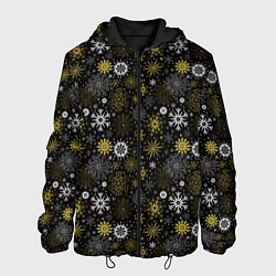 Куртка с капюшоном мужская Зимние Узоры золотые, цвет: 3D-черный