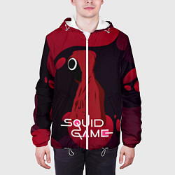Куртка с капюшоном мужская Игра в кальмара Red Black, цвет: 3D-белый — фото 2