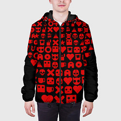 Куртка с капюшоном мужская Любовь, смерть и роботы пиктограммы, цвет: 3D-черный — фото 2