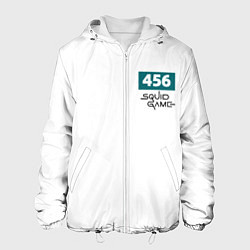Куртка с капюшоном мужская Игра в кальмара, номер 456, цвет: 3D-белый